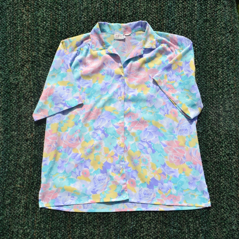 vintage floral button down top